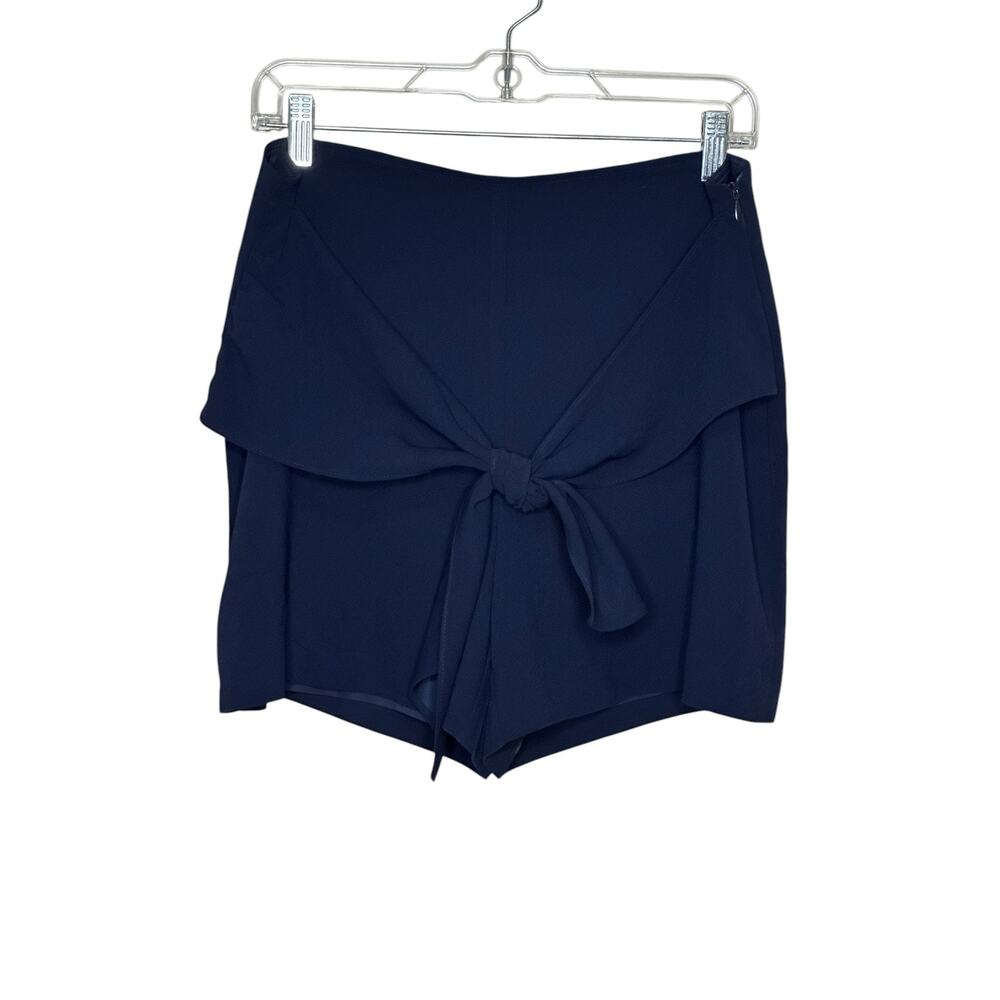 Trina Turk blue front bow high rise dress shorts size 8